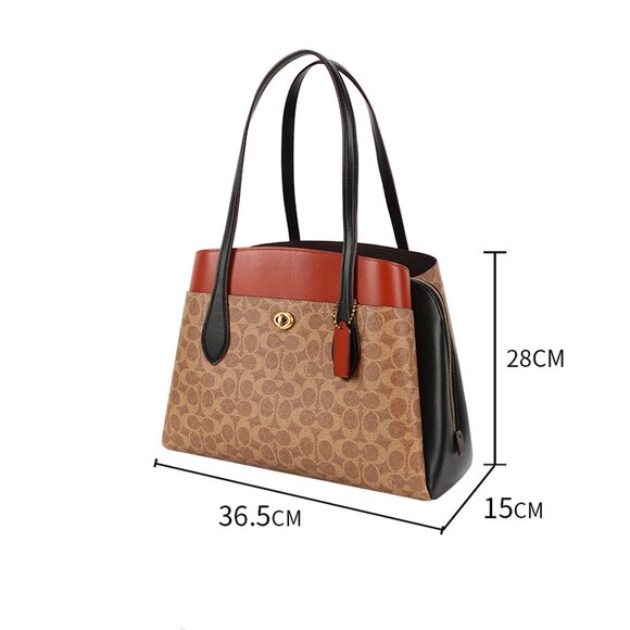 Coach Lora Carryall B4 Tan Rust Colorblock Tote Bag Canvas Handbag Purse NEW - Picture 5 of 8